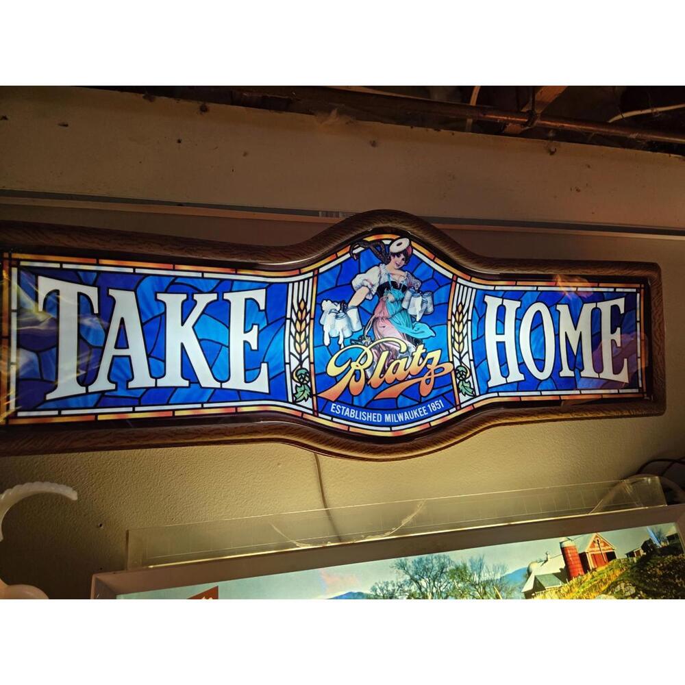 Vintage Blatz Take-Home Stained-Glass Bar Sign * Local pickup only. No shipping.